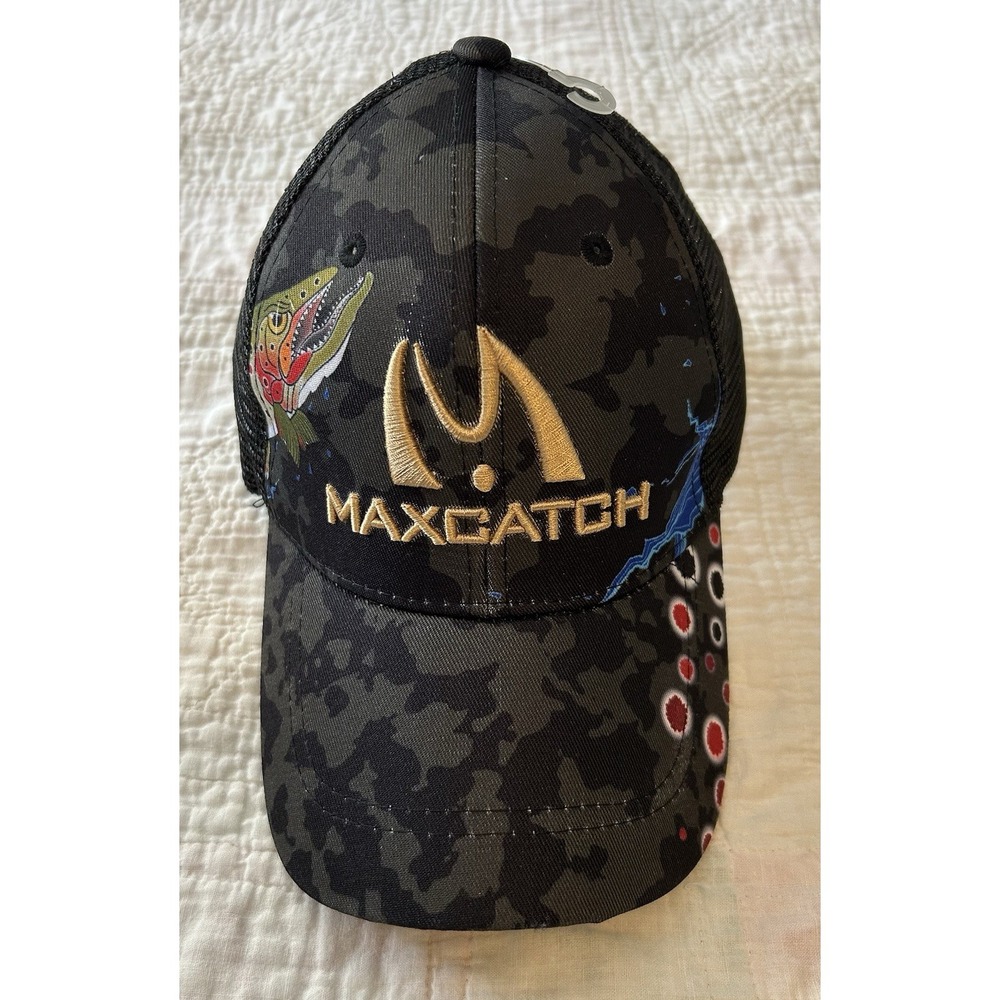 Maxcatch Trucker Hat Cap Fishing SnapBack Adjustable Black Green Mesh Back